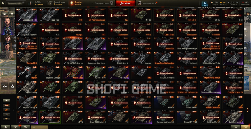 ACCESS TO MAIL! ! 80,786 Battles, 41 tops + (10) FV215b + (10) FV215b (183) + (10) Король мавп + (10) Lion, 94 premium tanks, 52% victories, 300 GOLD, 35,975,724 silver 2152 photo