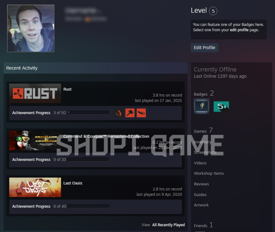 Buy Rust account (With paid games) 1818 in the online store SHOPI GAME