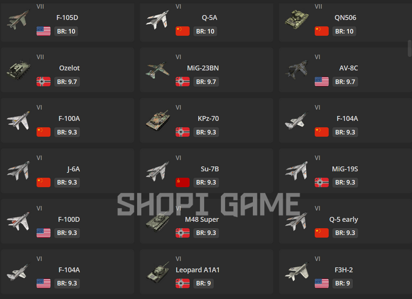 The maximum configuration for the aircraft is 8-rank + aircraft: F/A-18C F-15E EF-2000 Mirage 2000-5Ei J-10A J-11B J-11A F-15C MSIP II JH-7A MiG-29 F-16A MLU F-14B 2371 photo