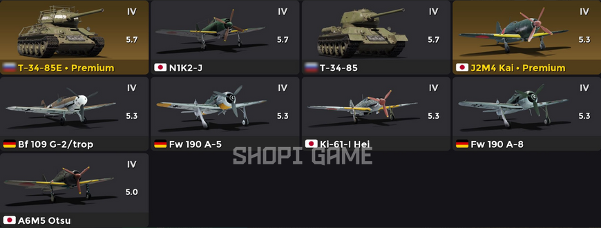 A large selection of premium vehicles! Tier 6 (4 units). Donated $300+ 2972 photo