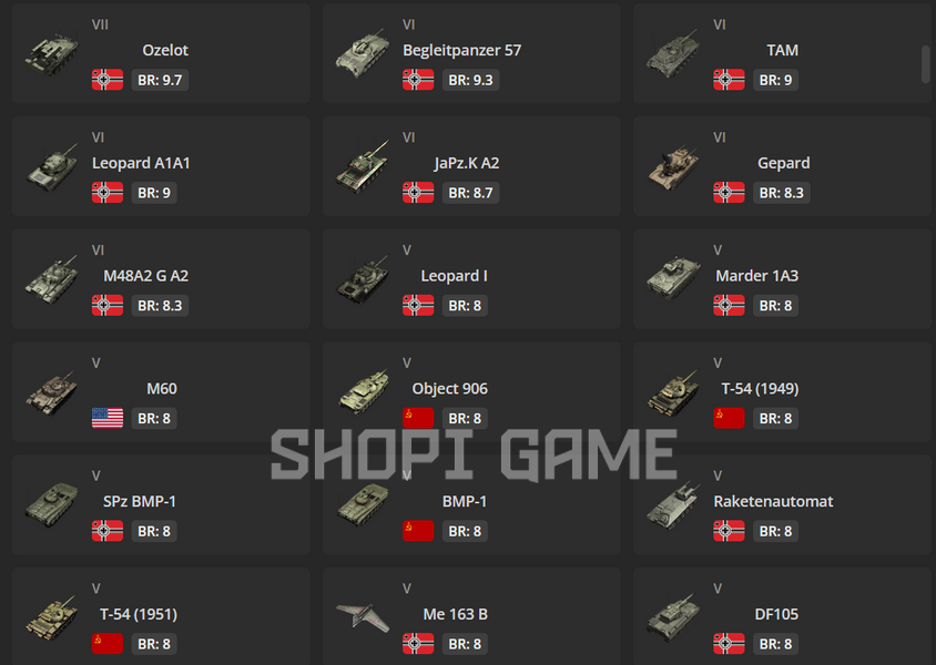 Rank 8 regular and premium vehicles (Su-33, Leopard 2A6, Leopard 2A5, FlaRakRad, PUMA VJTF, Leopard 2A4, Strela-10M) 2375 photo