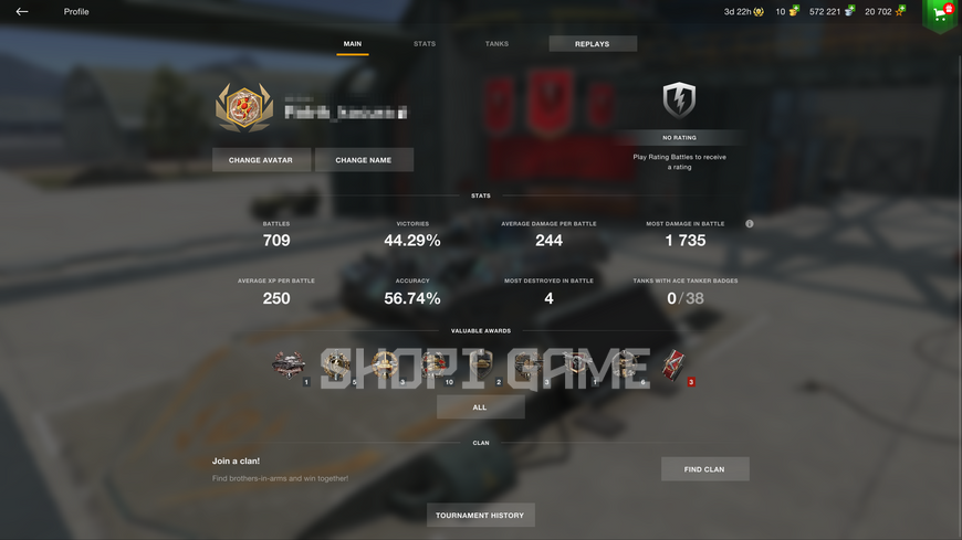 5 LVLs, 1k battles, 44% victories 993 photo