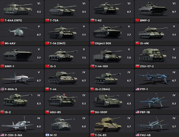 Soviet ground vehicles: Tier 6 (4 units), Tier 5 (9 units) 2929 photo