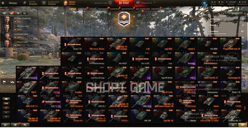 30,000 battles, 21 top tanks, 65 premium tanks, 50% wins, 200 gold, 7,000,000 silver | No password change 1381 photo