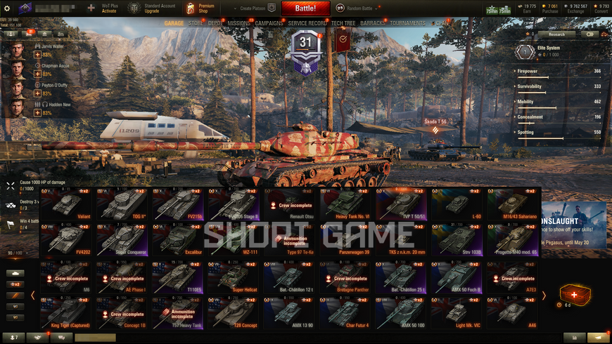 35k battles, 22 top tanks, 61 premium tanks, 52% victories, 7k gold, 9.7k silver 1336 photo