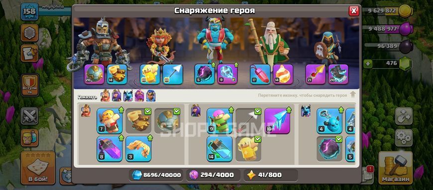 158 LvL + 16 TX + (фул 80%) + стіни 15-16 LvL + 8 скинів 2843 фото
