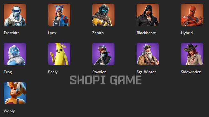 Fortnite accounts from 10 skins