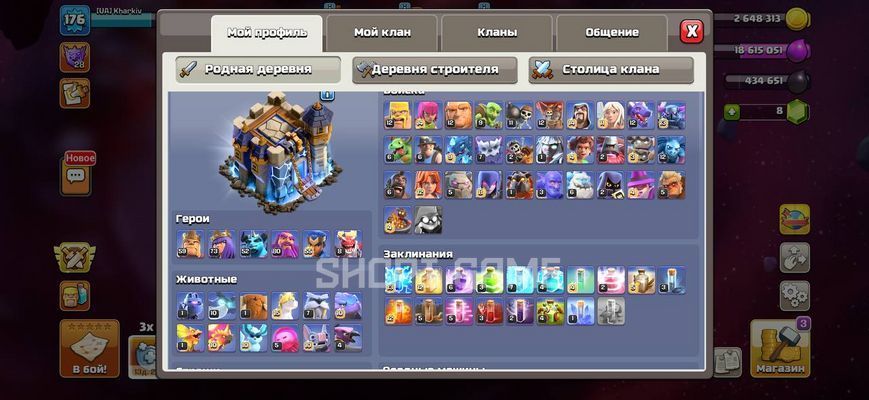 Clash of Clans, TH18, Дракон Лига &ndash; 240 звёзд CWL, max герои, много скинов 3047 фото