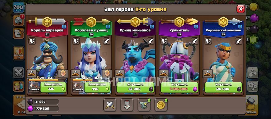 200 LvL + 18 TH + (full 70%) + 10 epic equipment + walls 16-18 lvl 2847 photo